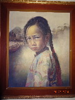 Ponytail Girl 1973 26x22 Original Painting by Wai Ming - 8 Ponytail Girl 1973 26x22 Original Painting by Wai Ming - 8
