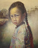 Ponytail Girl 1973 26x22 Original Painting by Wai Ming - 0