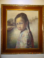 Ponytail Girl 1973 26x22 Original Painting by Wai Ming - 2 Ponytail Girl 1973 26x22 Original Painting by Wai Ming - 2