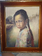 Ponytail Girl 1973 26x22 Original Painting by Wai Ming - 4 Ponytail Girl 1973 26x22 Original Painting by Wai Ming - 4