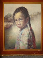 Ponytail Girl 1973 26x22 Original Painting by Wai Ming - 5 Ponytail Girl 1973 26x22 Original Painting by Wai Ming - 5