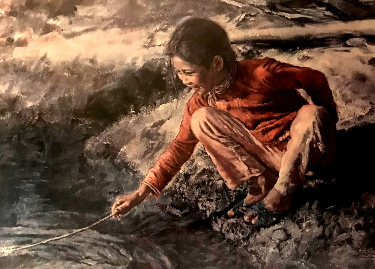 Fish Girl With Stick AP Limited Edition Print by Wai Ming Fish Girl With Stick AP Limited Edition Print by Wai Ming