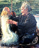 Happy Grandmother 1986 40x34 Huge Original Painting by Wai Ming - 0