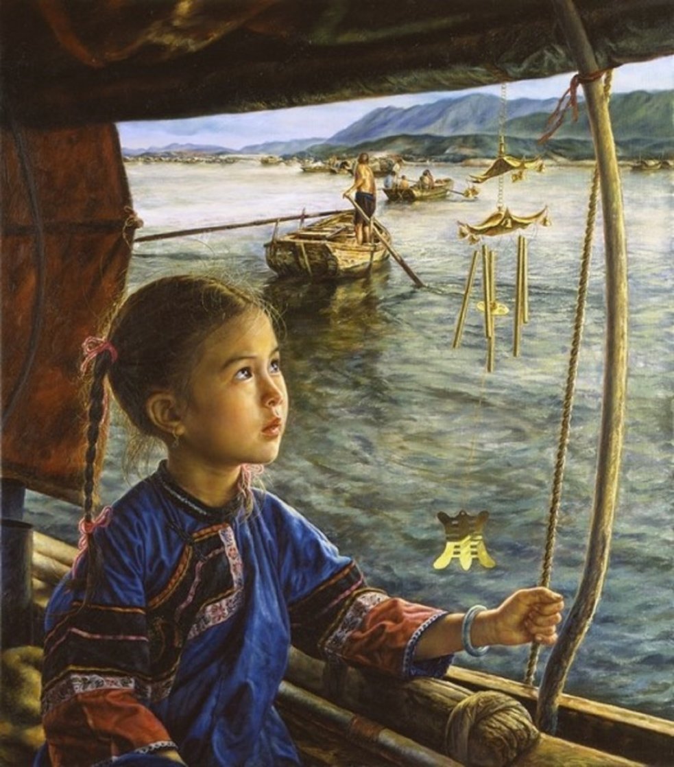 Bright Eyes And the Wind Chime AP 1991 Limited Edition Print by Wai Ming Bright Eyes And the Wind Chime AP 1991 Limited Edition Print by Wai Ming