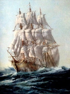 Untitled Ship Painting 28x22 Original Painting - Ed Miracle Untitled Ship Painting 28x22 Original Painting - Ed Miracle