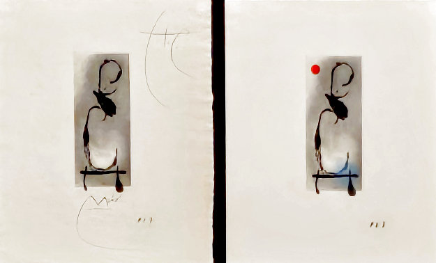 Sans Le Soleil Set of 2 1965 HS Limited Edition Print - Joan Miro