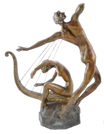 Harp Player Bronze Sculpture 25 in Sculpture - Misha Frid
