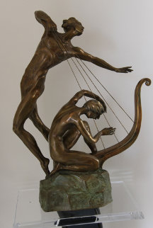 Harp Player Bronze Sculpture 25 in Sculpture - Misha Frid Harp Player Bronze Sculpture 25 in Sculpture - Misha Frid
