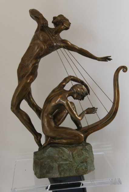 Harp Player Bronze Sculpture 25 in Sculpture by Misha Frid