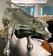 Charging Bull Polished Stainless Sculpture (Wall Street) 26 in Sculpture by Arturo Di Modica - 2