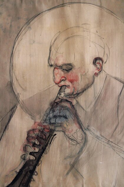 Man with a Clarinet 2024 24x18 Mixed Media Original Painting by Magdalena Modrić Man with a Clarinet 2024 24x18 Mixed Media Original Painting by Magdalena Modrić
