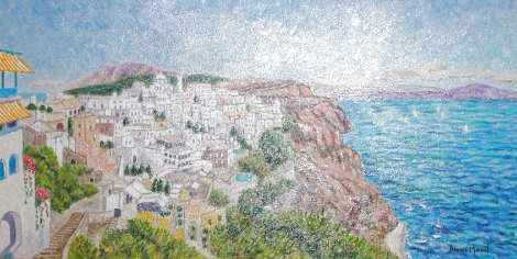 Santorini 20x31 Original Painting - Diane Monet