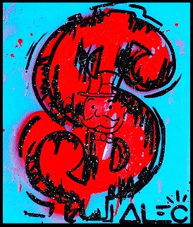 Money Screen 2021 20x16 Original Painting - Alec Monopoly Money Screen 2021 20x16 Original Painting - Alec Monopoly