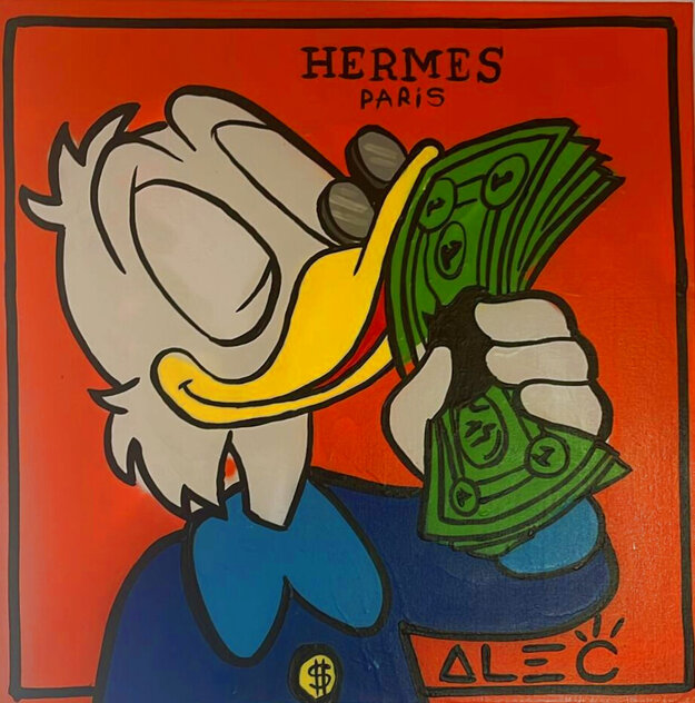 Hermes Scrooge Portrait 20x20 Mixed Media on Canvas by Alec