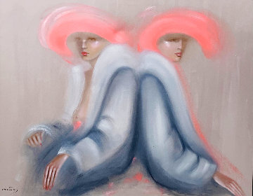 Friends 1982 53x63 Huge Original Painting - Victoria Montesinos Friends 1982 53x63 Huge Original Painting - Victoria Montesinos