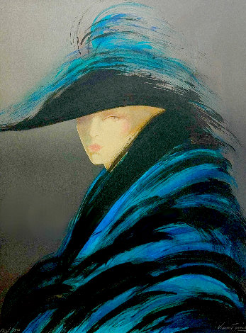 Lady in Blue Cape - Huge Limited Edition Print - Victoria Montesinos
