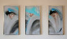 Those Girls: Blue Triptych (Set of 3 Paintings) 1987 Original Painting by Victoria Montesinos - 3