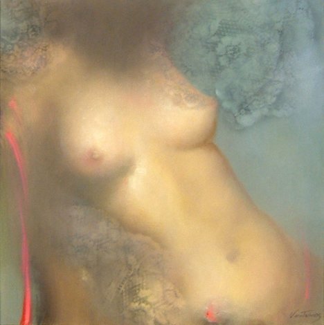 Nude 2005 30x30 Original Painting - Victoria Montesinos