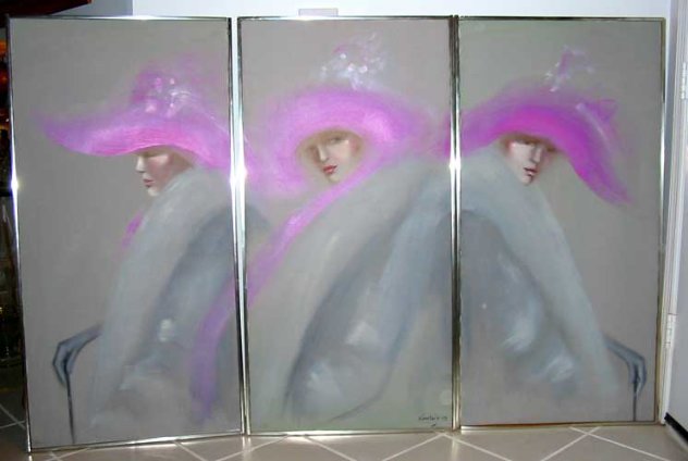 Woman Triptych 48x72 Huge Original Painting by Victoria Montesinos