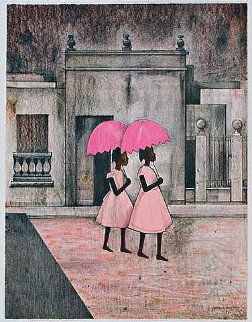 Ninas Con Paraguas 1984 Limited Edition Print - Gustavo Montoya Ninas Con Paraguas 1984 Limited Edition Print - Gustavo Montoya