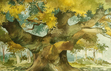 Robin Hood's Oak Watercolor 1998 24x32 Watercolor - Wayland Moore Robin Hood's Oak Watercolor 1998 24x32 Watercolor - Wayland Moore