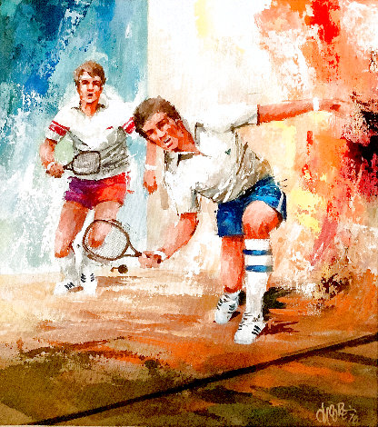 Racquetball 1978 20x18 Original Painting - Wayland Moore