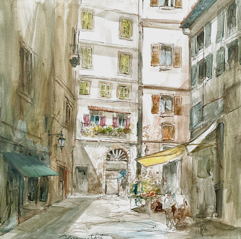 Florence, Italy 37x37 Acrylic on Canvas Original Painting - Wayland Moore