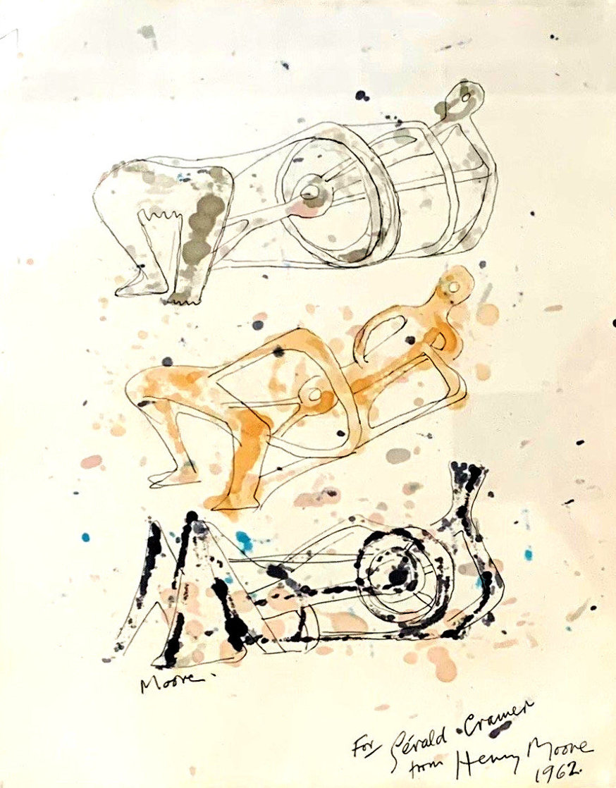 Three Reclining Figures 1962 12x10 Works on Paper (not prints) by Henry Moore Three Reclining Figures 1962 12x10 Works on Paper (not prints) by Henry Moore