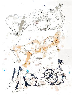 Three Reclining Figures Ink and Watercolor Drawing 1962 11x9 Works on Paper (not prints) - Henry Moore Three Reclining Figures Ink and Watercolor Drawing 1962 11x9 Works on Paper (not prints) - Henry Moore