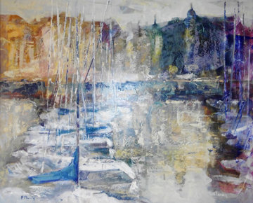 Puerto De Tarde 2006 31x39 Huge Original Painting - Aracely Alarcon Morales Puerto De Tarde 2006 31x39 Huge Original Painting - Aracely Alarcon Morales