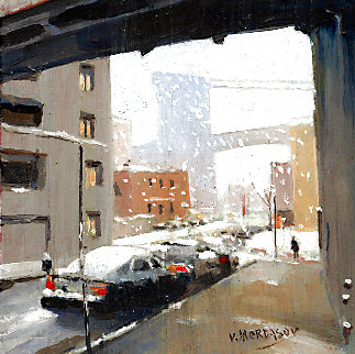 It is Snow 2020 7x7 Original Painting - Victor Mordasov It is Snow 2020 7x7 Original Painting - Victor Mordasov