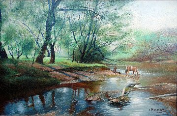 Summer Reflection 2015 46x33 Original Painting - Victor Mordasov Summer Reflection 2015 46x33 Original Painting - Victor Mordasov