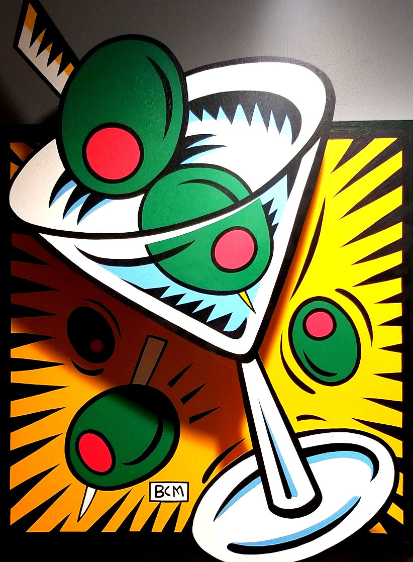 Martini 3-D 1999 30x24 3-D on Wood Original Painting by Burton Morris Martini 3-D 1999 30x24 3-D on Wood Original Painting by Burton Morris