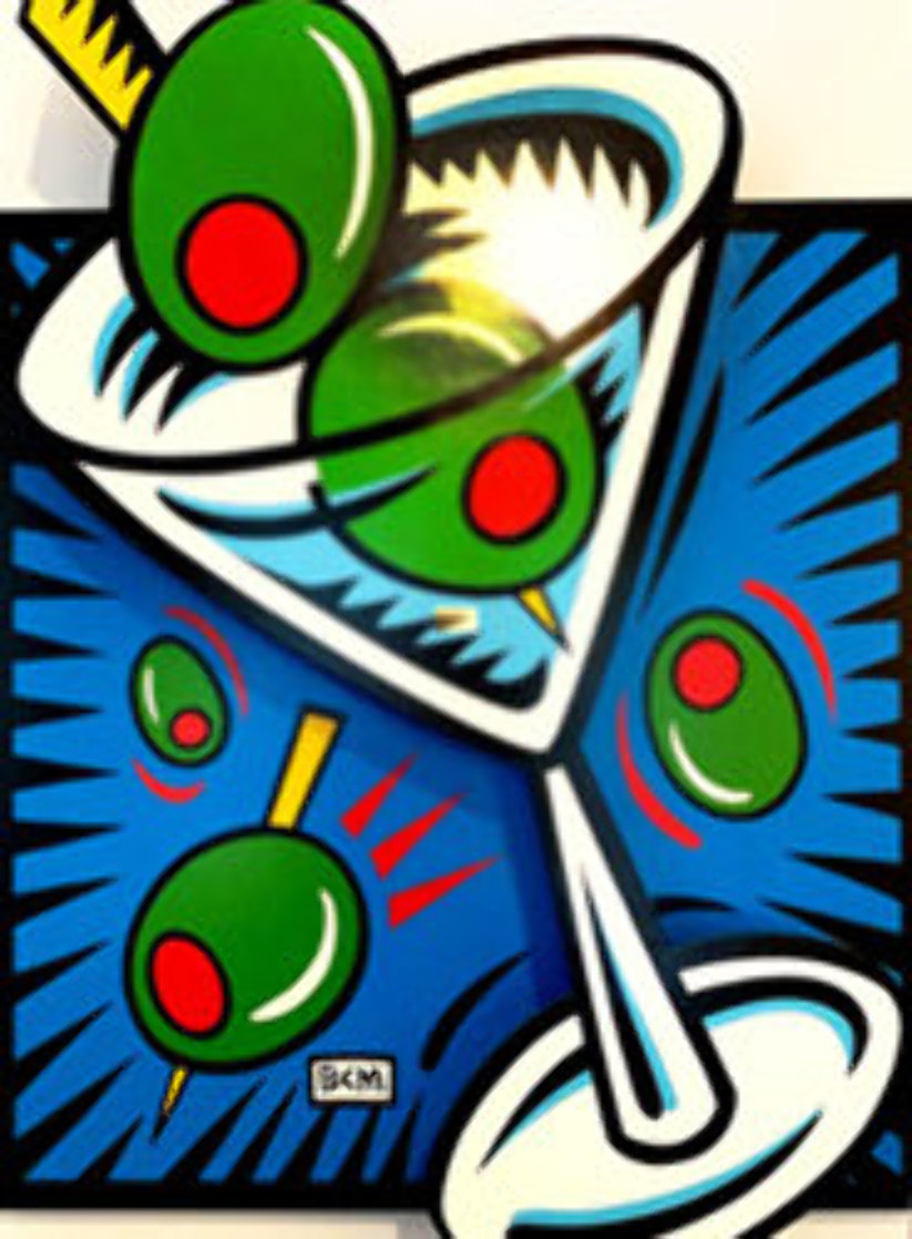 Martini State 111 (Blue) 2000 3-D on Wood Limited Edition Print by Burton Morris Martini State 111 (Blue) 2000 3-D on Wood Limited Edition Print by Burton Morris