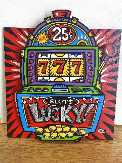 Lucky Slots Triptych 3-D 24x72 Huge - 3 Slots Limited Edition Print - Burton Morris