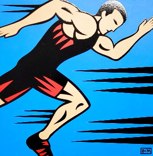 Runner 2002 16x14 Original Painting - Burton Morris