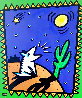 Coyote Howling at Moon 1992 62x42 - Huge - Mural Size Original Painting by Burton Morris - 0