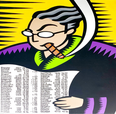 Buy Low Sell High 2000 30x44 - Huge - Wall Street - New York Stockmarket , NYC Original Painting - Burton Morris