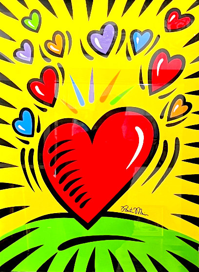 I Love You Hearts 1998 Acylic 30x22 by Burton Morris - For Sale on