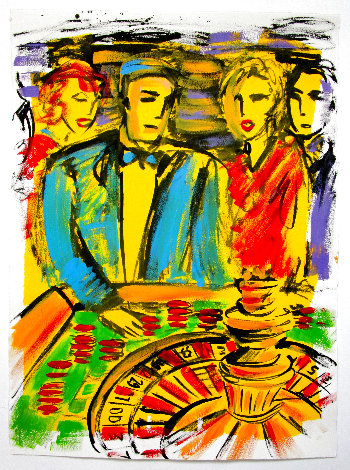 Casino 1998 22x30 Original Painting - Burton Morris
