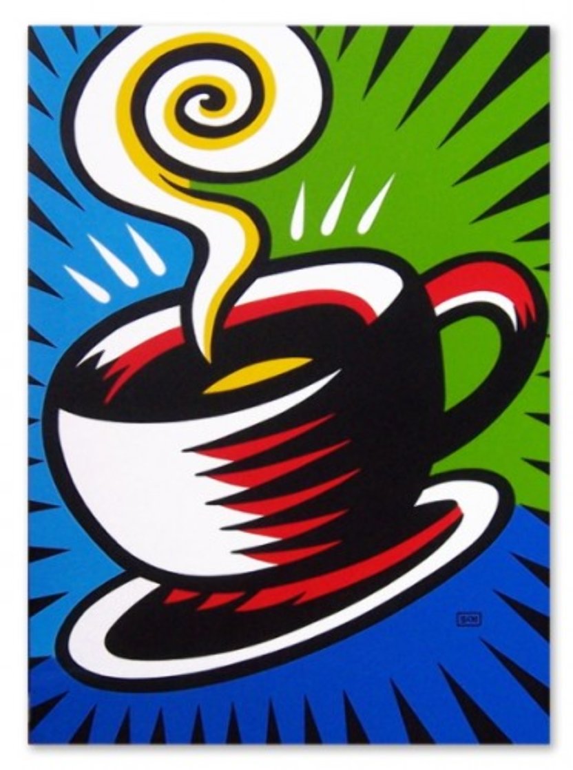 Coffee Cup 2010 40x30 Huge Original Painting by Burton Morris Coffee Cup 2010 40x30 Huge Original Painting by Burton Morris