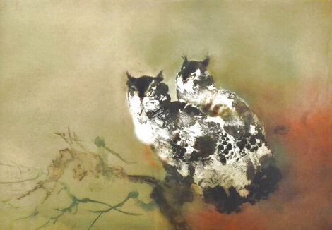 Two Owls 1978 - Huge Limited Edition Print - Kaiko Moti