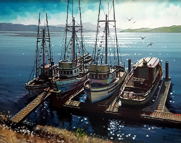 Untitled Seascape 1970 20x25 Original Painting - Fil Mottola Untitled Seascape 1970 20x25 Original Painting - Fil Mottola