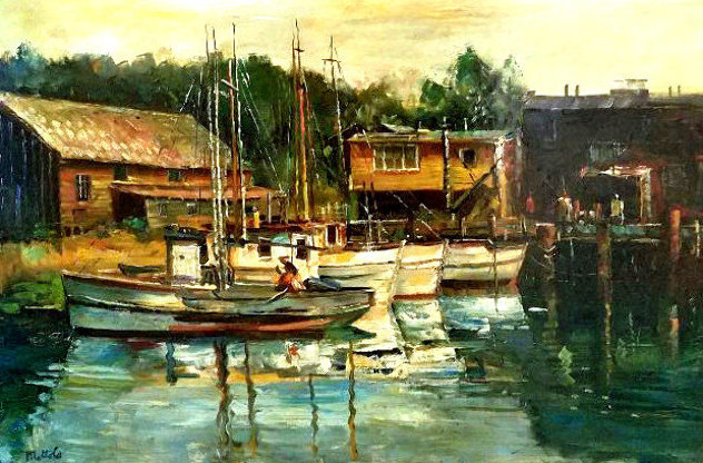 Water Front 1963 30x42 Huge Original Painting by Fil Mottola