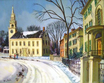 Winter in Massachusetts, New England 11x14 Original Painting - Fil Mottola Winter in Massachusetts, New England 11x14 Original Painting - Fil Mottola