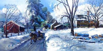 Winter in New England 1970 24x48 Super Huge Original Painting - Fil Mottola Winter in New England 1970 24x48 Super Huge Original Painting - Fil Mottola