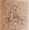 Untitled Early Portrait on 1991 Newspaper - 27x22 Drawing by Fil Mottola - 0