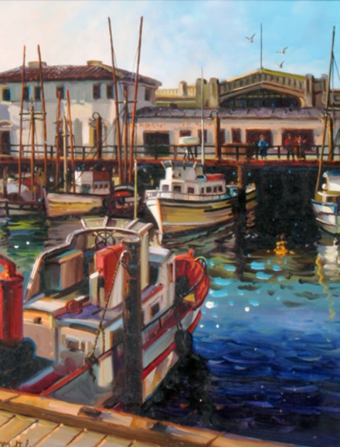 Fishermans Wharf 24x21 - San Francisco, California Original Painting by Fil Mottola