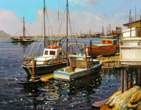 Boats at Morro Bay 11x14 - California Original Painting - Fil Mottola