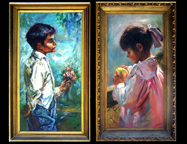 Blue Boy And Pinkie 1966 Set Of 2 Portraiture By Fil Mottola